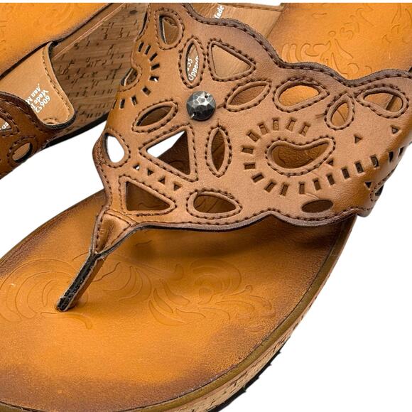 Clarks Cork Wedge Sandals Boho Laser-Cut Thong Sandals 8.5 Resort Festival - Picture 10 of 12